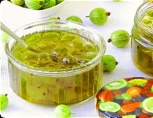 Gooseberry jam with lemon without cooking